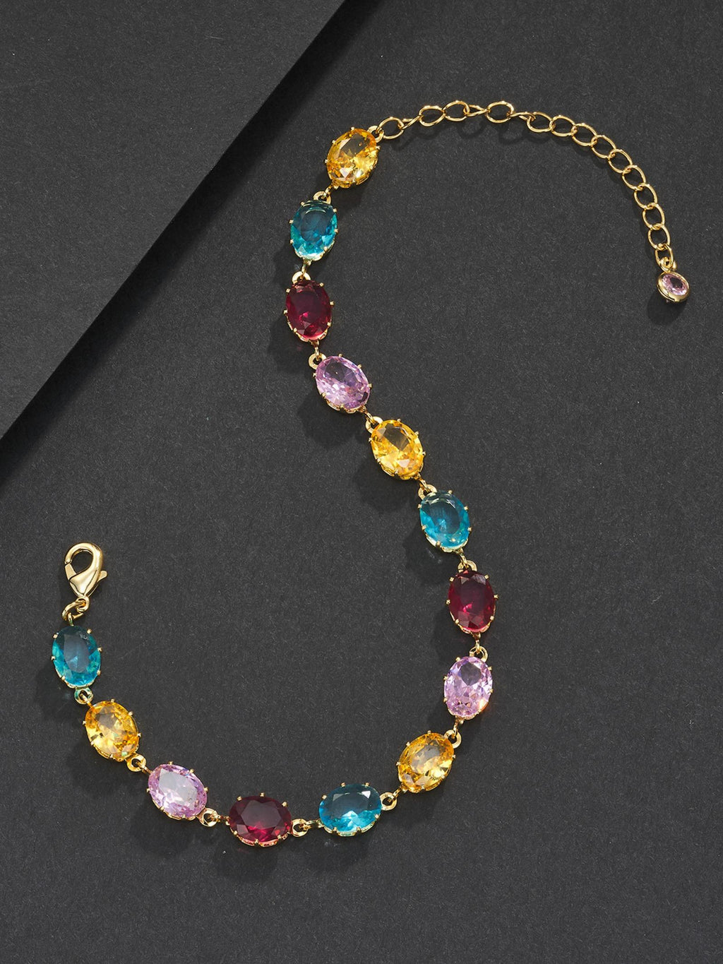 7mm Multicolor Oval Gemstone Bracelet