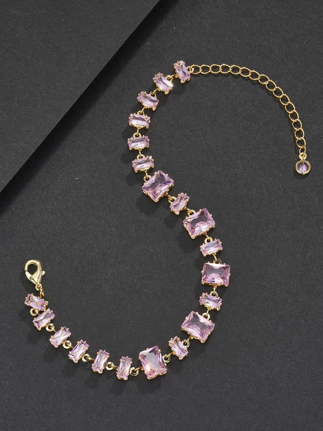 Pink Square Gemstone Bracelet Main Image