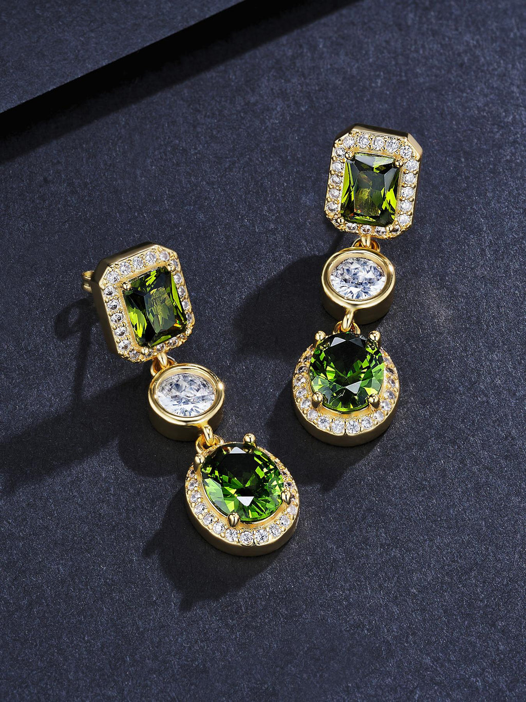 Emerald Green CZ Stud Earrings