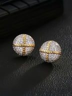 Iced Half-Halo Cross Stud Earrings