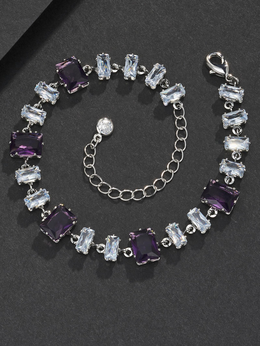 Purple Square-Cut Hip-Hop Bracelet