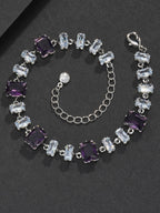 Purple Square-Cut Hip-Hop Bracelet