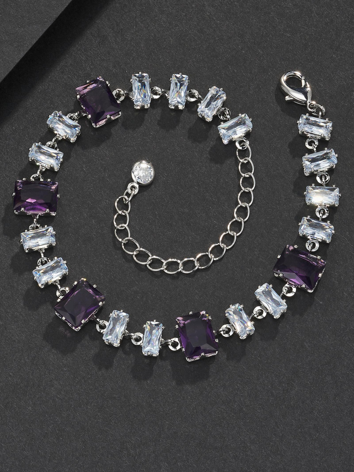 Purple Square-Cut Hip-Hop Bracelet