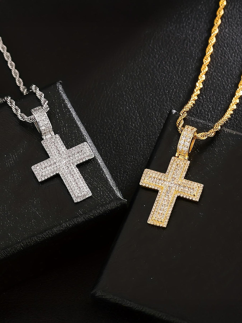 20mm Iced CZ Cross Pendant