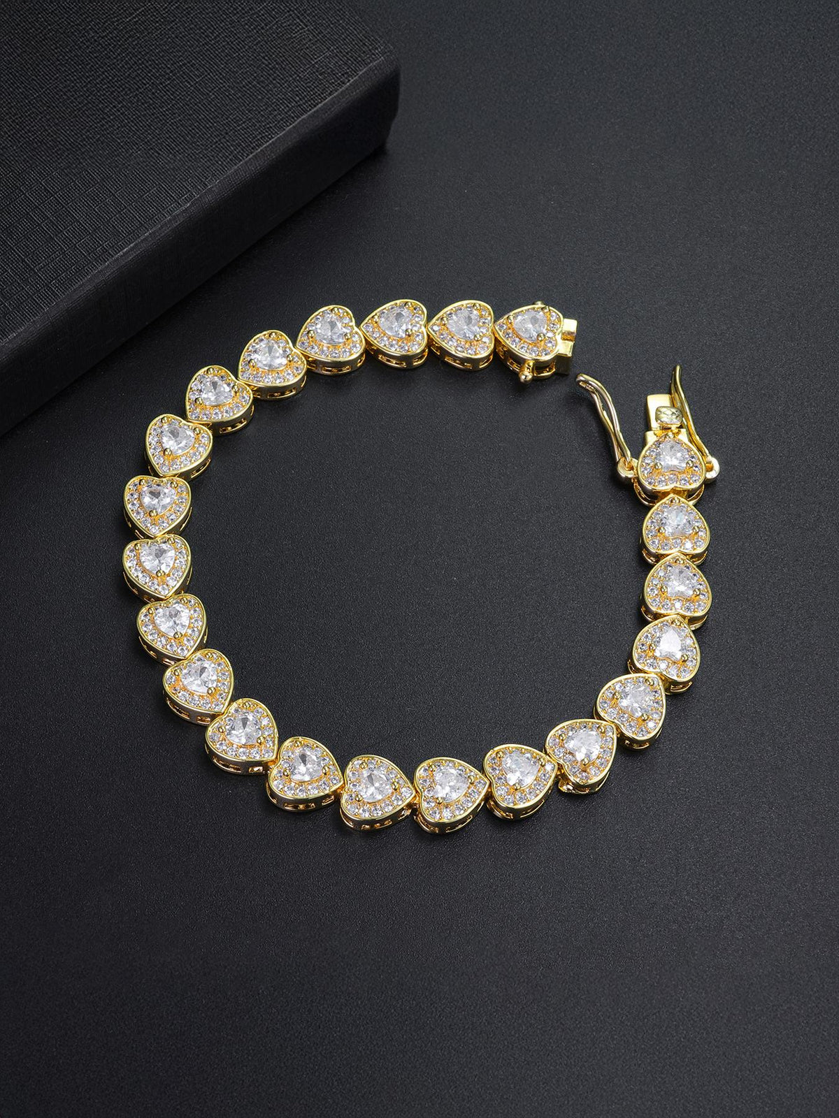 White CZ Heart Tennis Bracelet