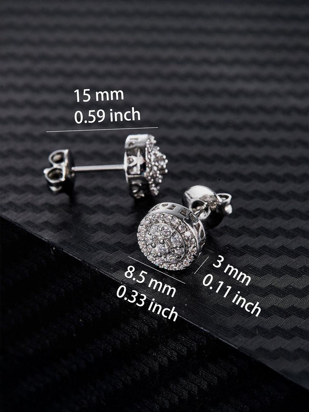 Round Iced CZ Earring Set