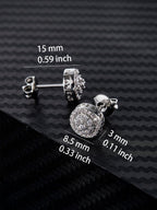 Round Iced CZ Earring Set