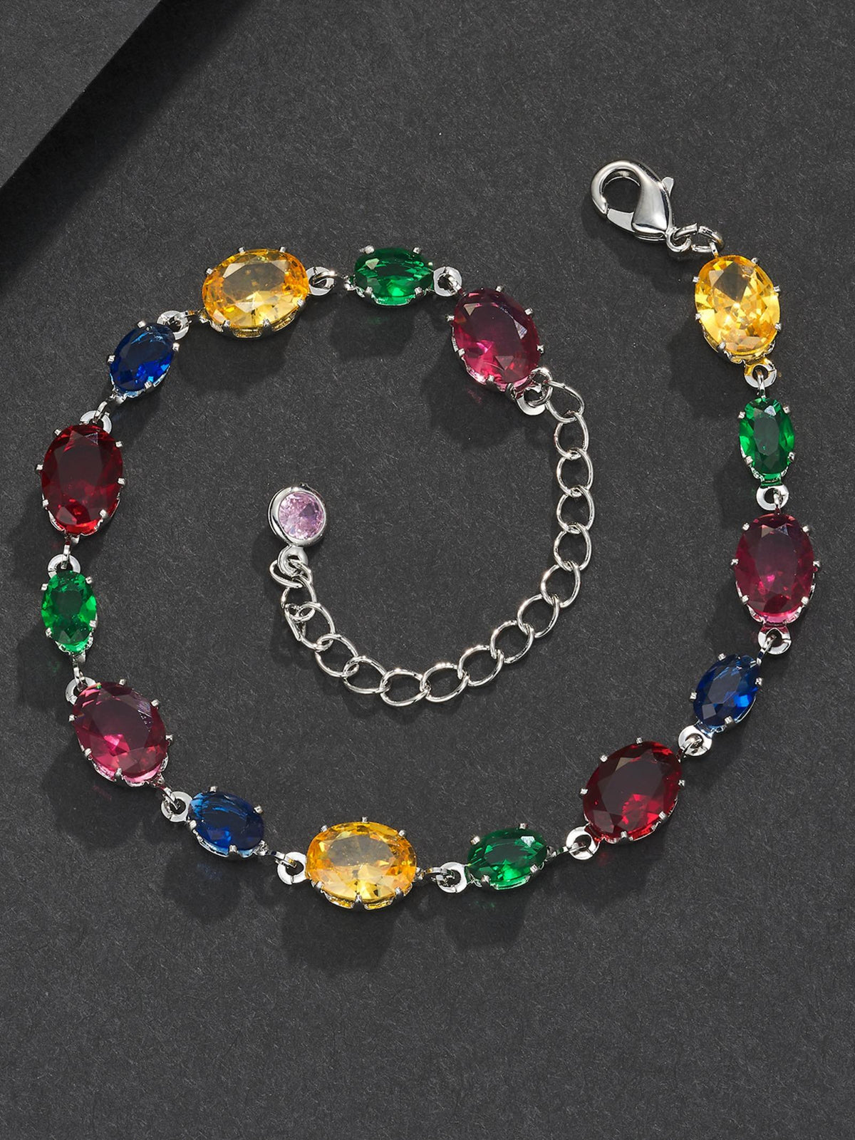 Multicolor Oval Gemstone Bracelet