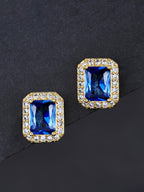 Blue Gem Iced Stud Earrings