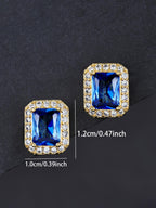Blue Gem Iced Stud Earrings