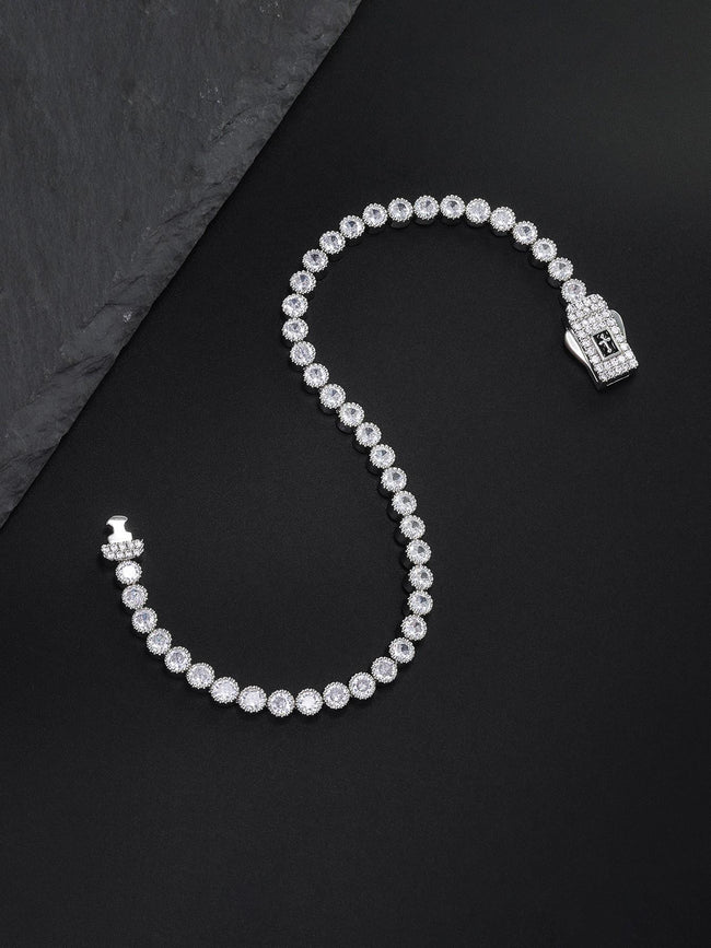 3mm Halo Cross Tennis Bracelet Main Image