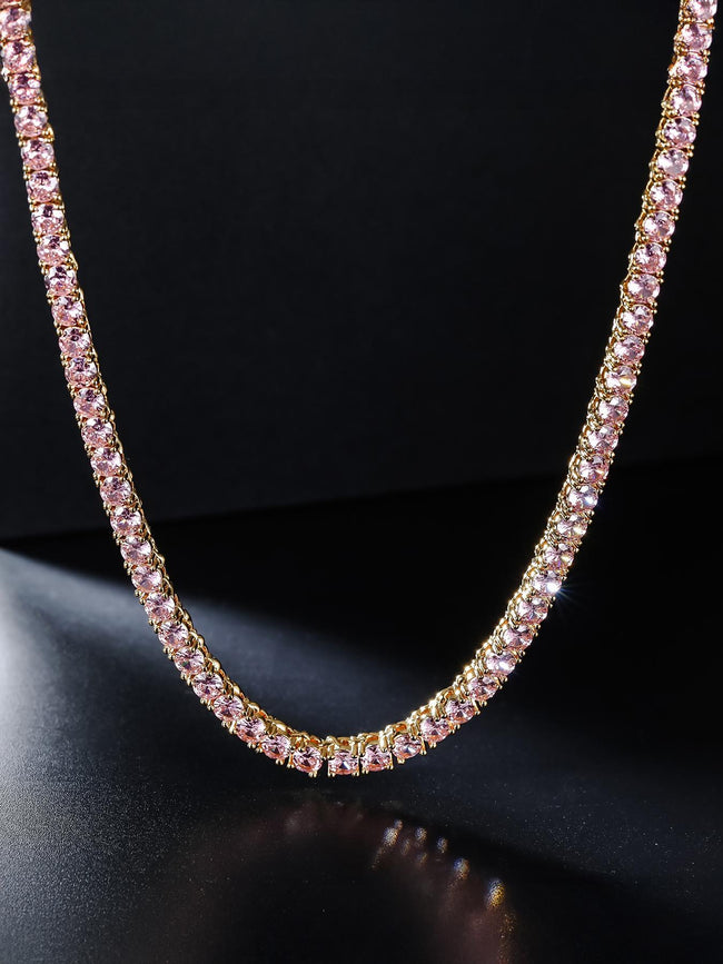 4mm Pink CZ Tennis Chain Hover Image