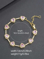 10mm Pink Heart CZ Statement Bracelet