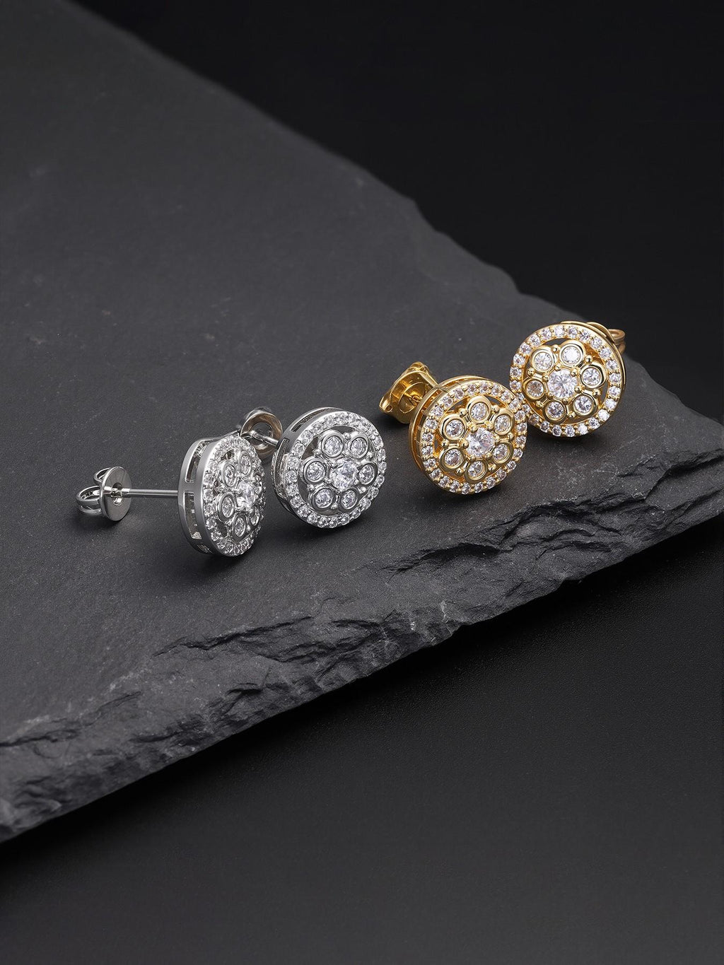 Iced Flower Cluster Stud Earrings