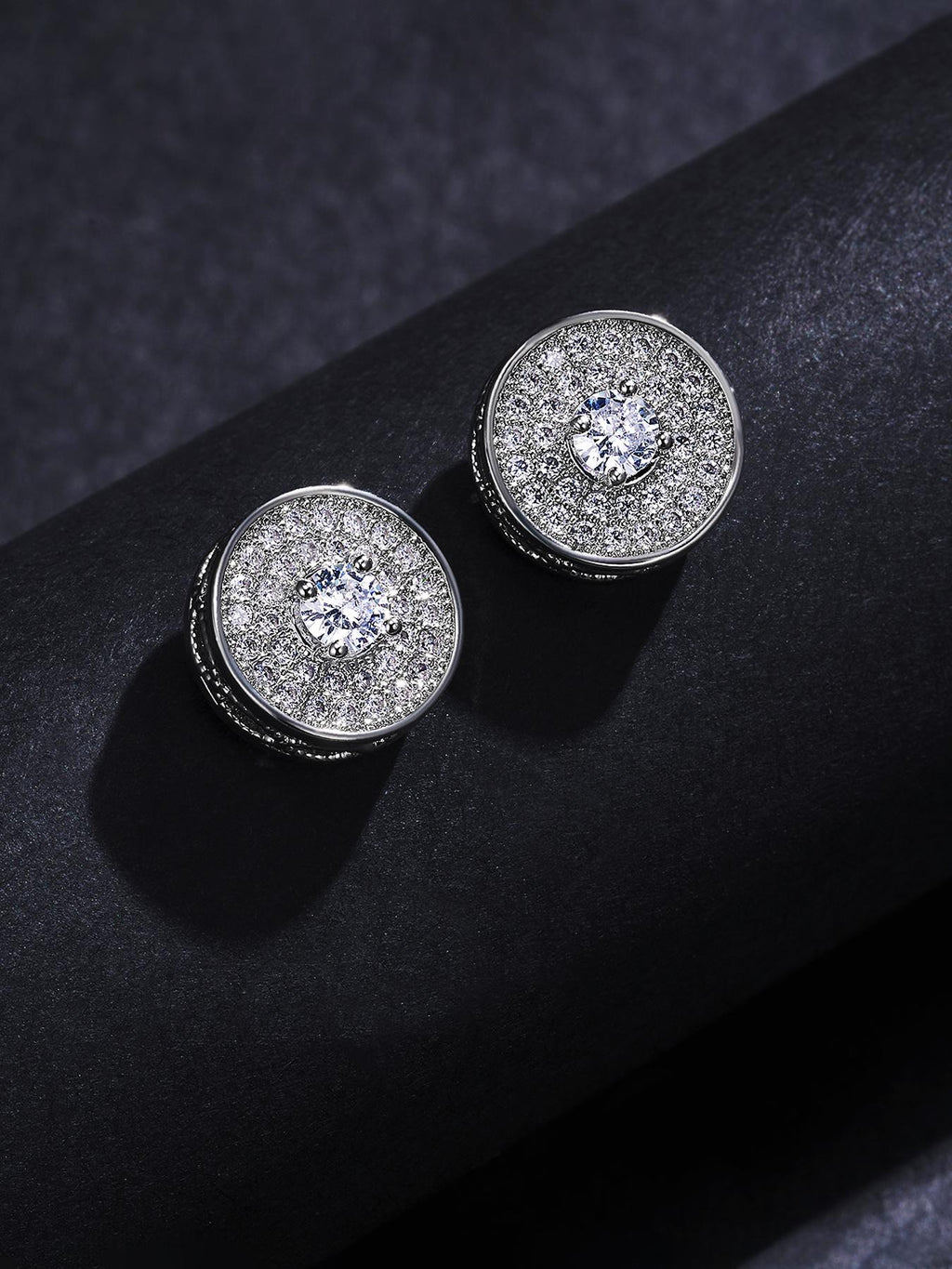 Round CZ Street Stud Earrings