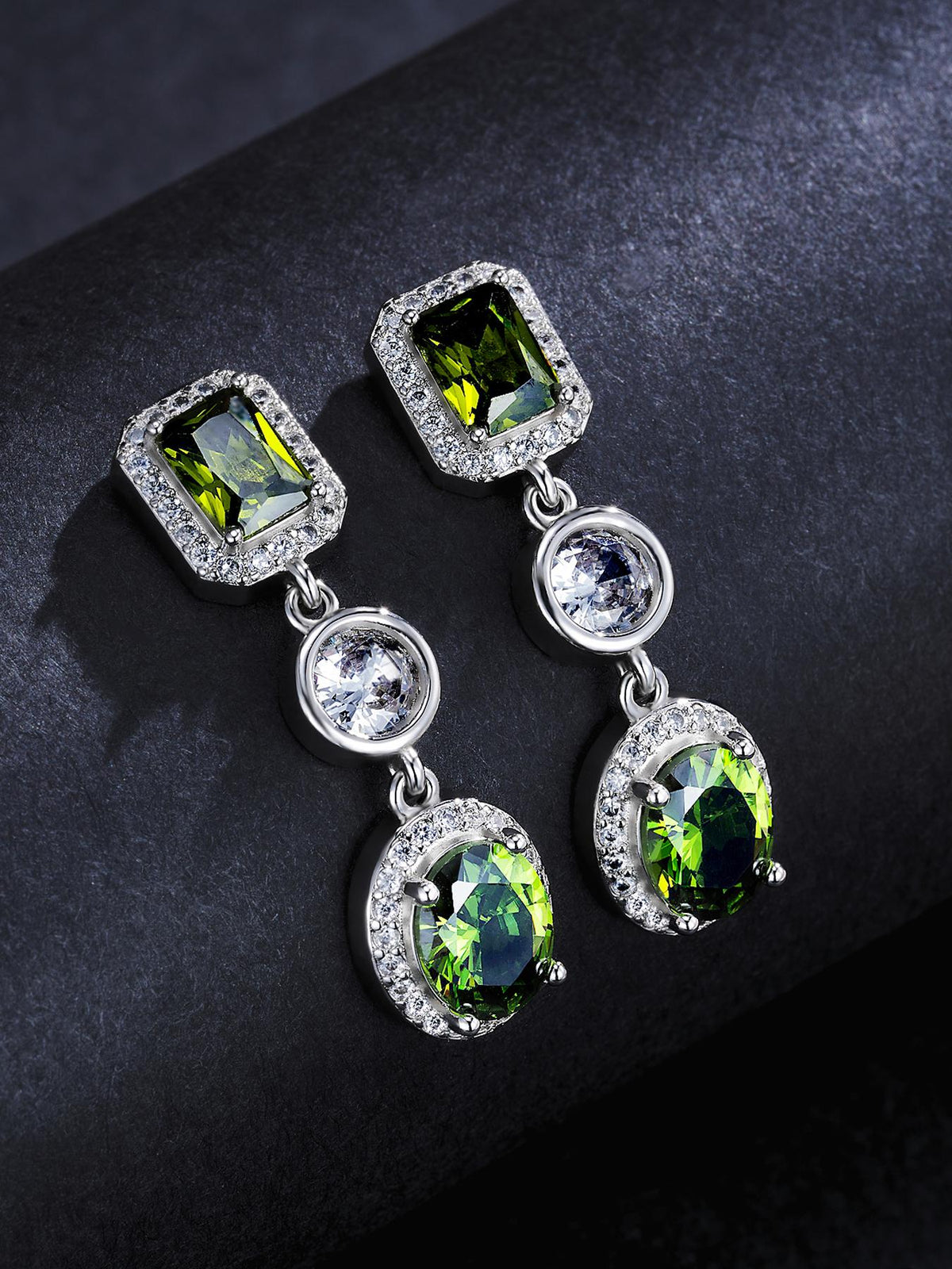 Emerald Green CZ Stud Earrings
