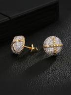 Iced Half-Halo Cross Stud Earrings