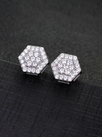 Iced Hexagon CZ Stud Earring Set