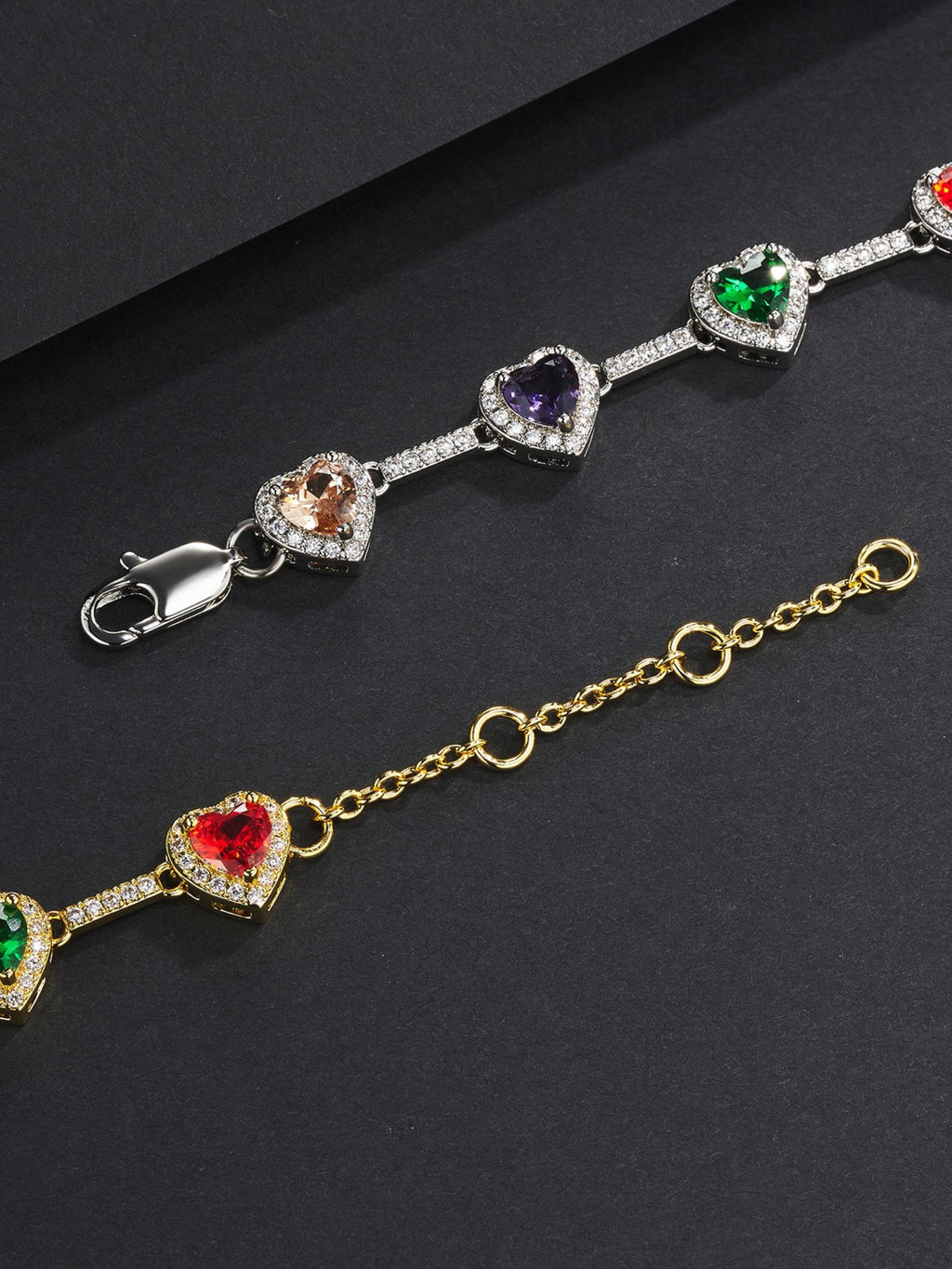 Multicolor Heart CZ Bracelet