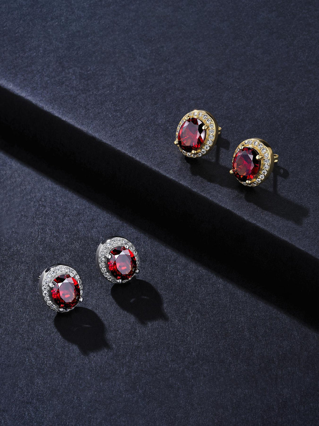 Iced Ruby Stud Earrings