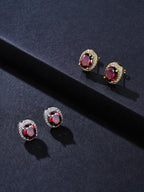 Iced Ruby Stud Earrings