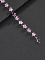 6mm Adjustable Pink Heart CZ  Bracelet