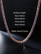 4mm  Orange CZ Tennis Chain