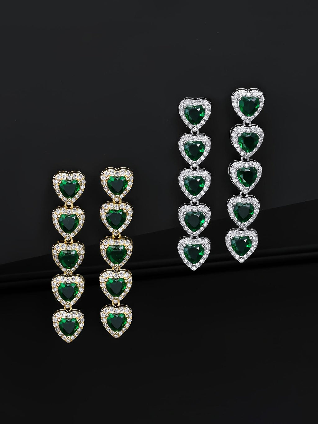 Iced Heart Drop Earrings