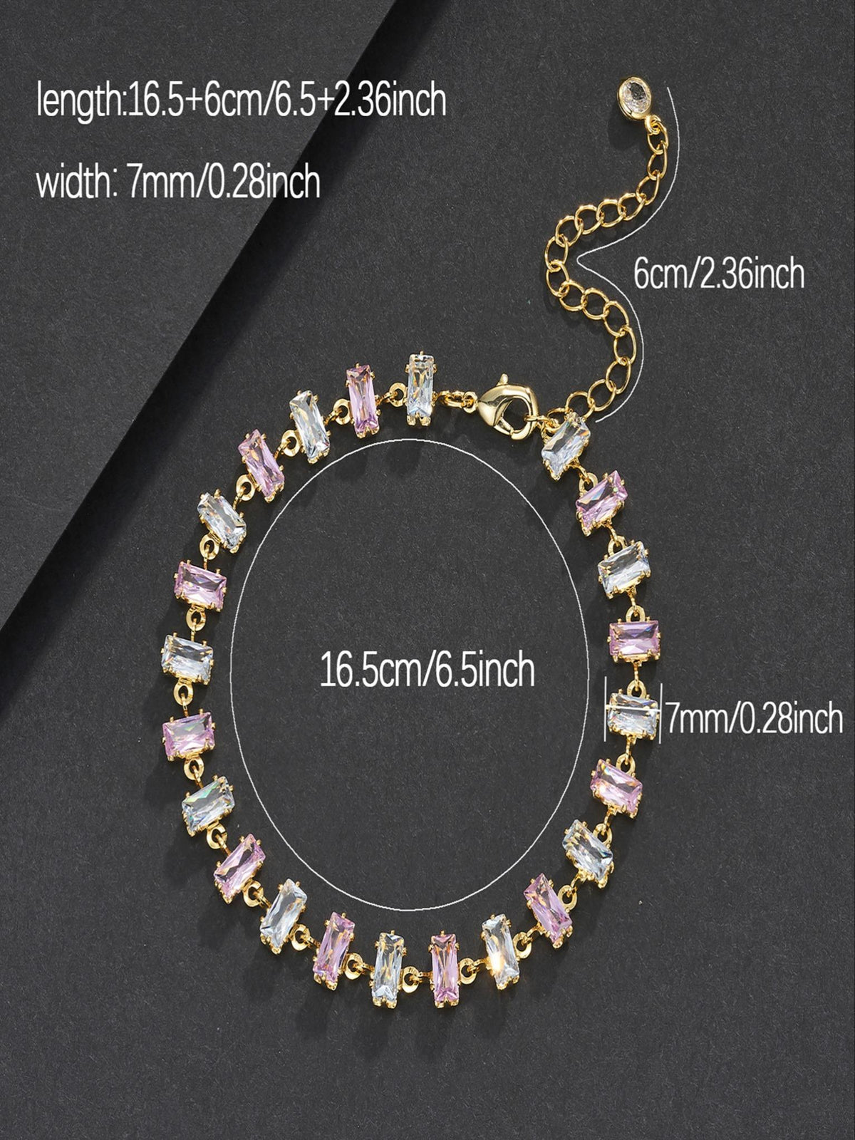 7mm Pink Baguette Bracelet