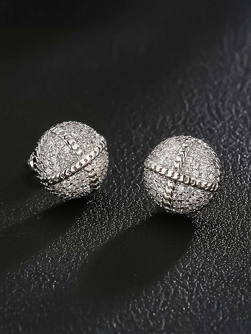 Iced Half-Halo Cross Stud Earrings