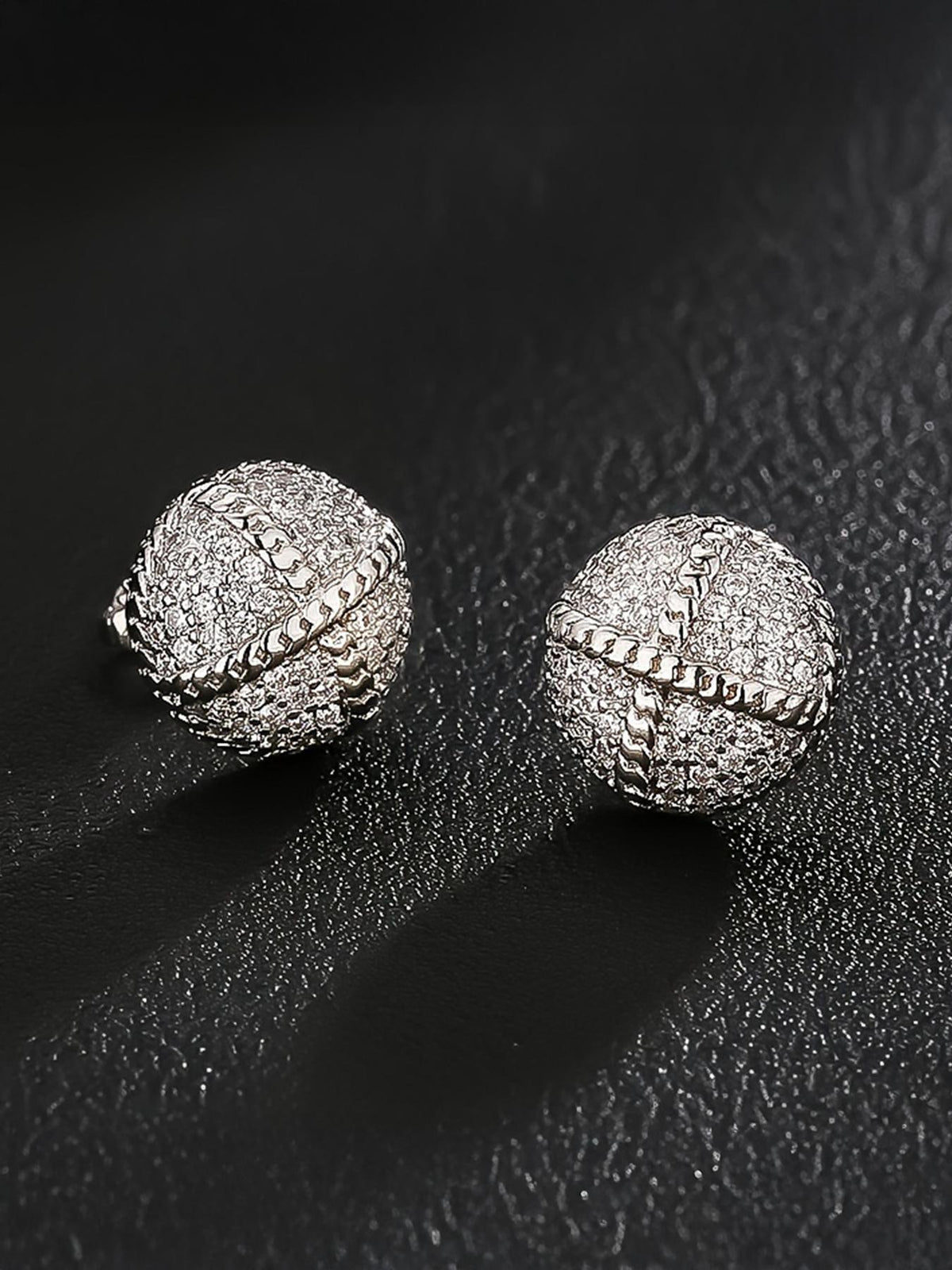 Iced Half-Halo Cross Stud Earrings