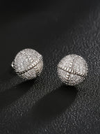 Iced Half-Halo Cross Stud Earrings
