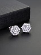 Iced Hexagon CZ Stud Earring Set