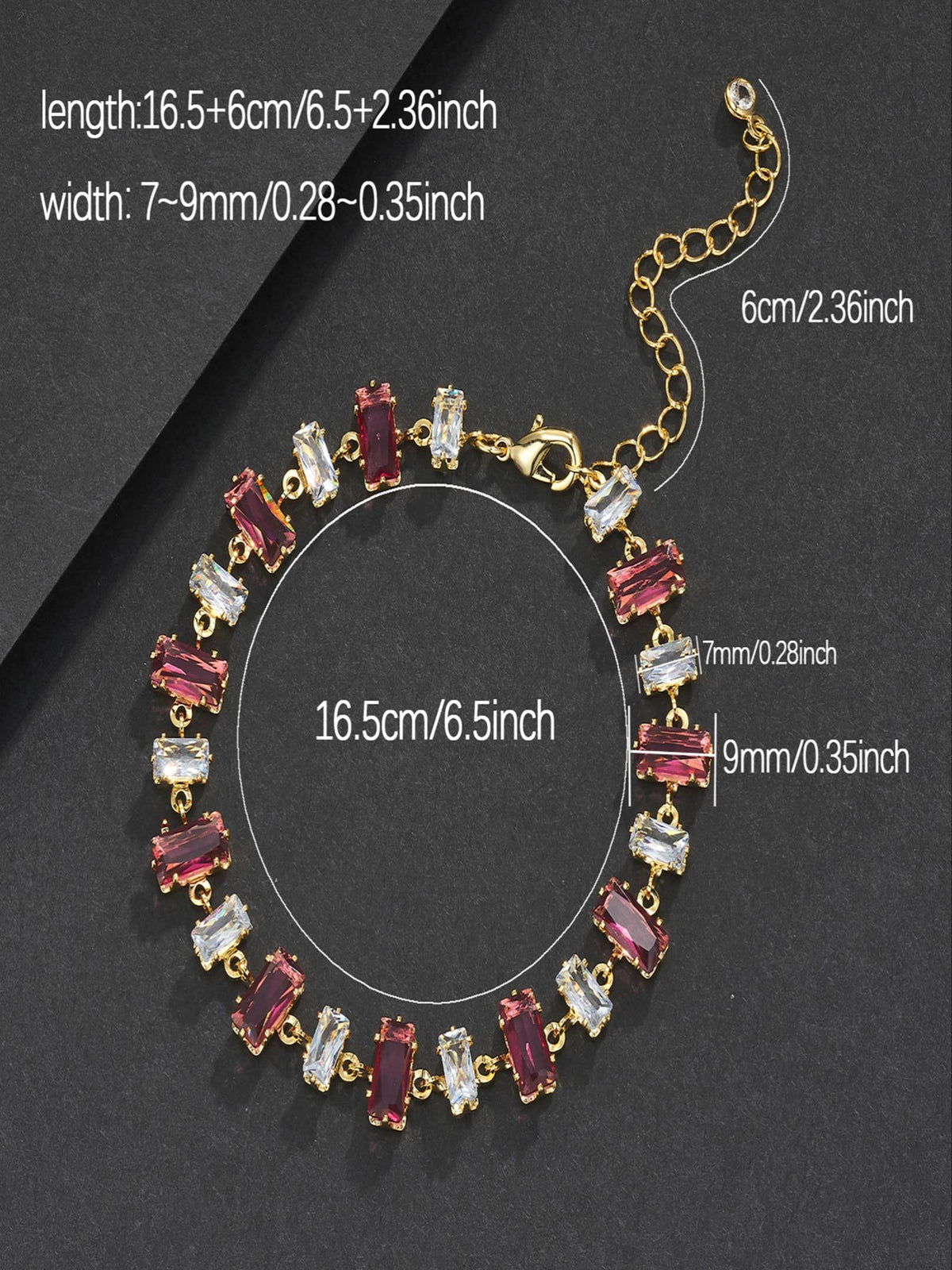 9mm Red Baguette Bracelet