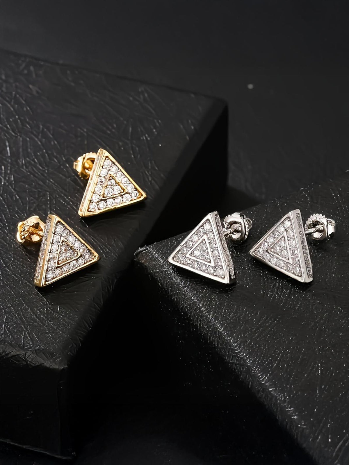 Triangle Iced Stud Earrings