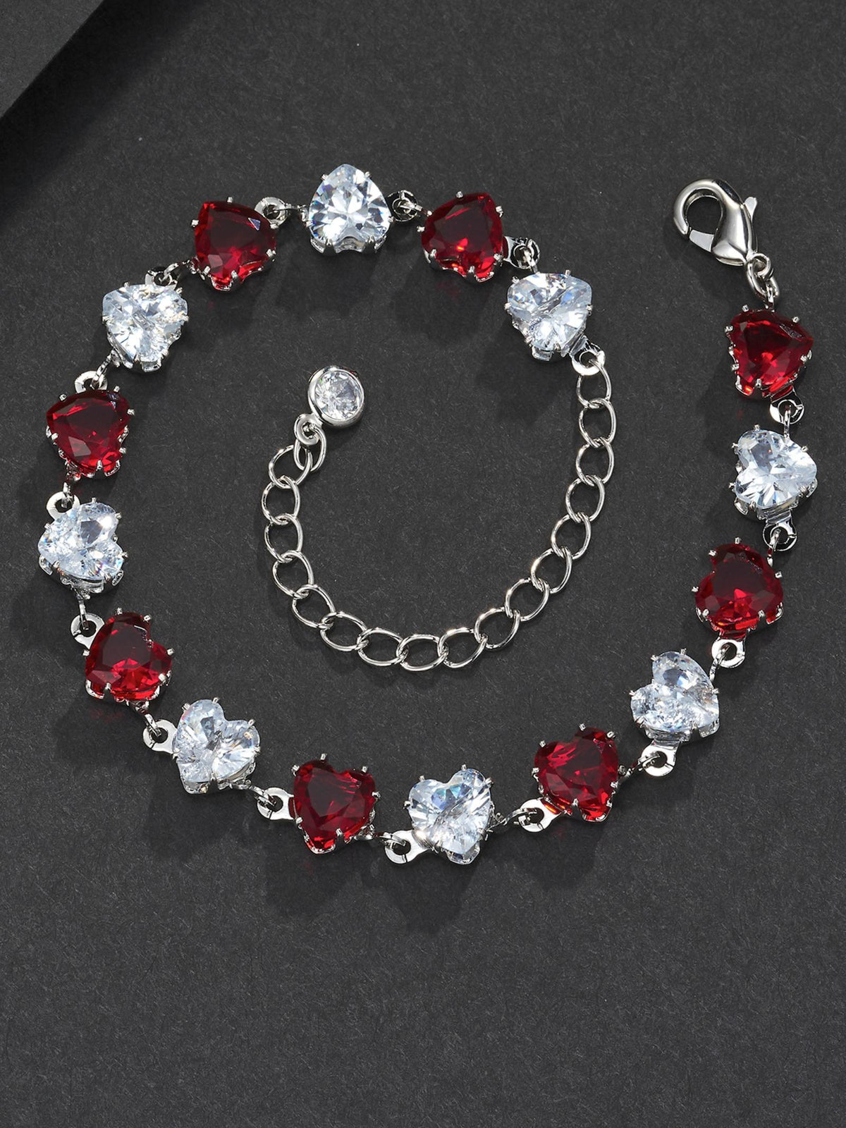 Red Heart CZ Statement Bracelet