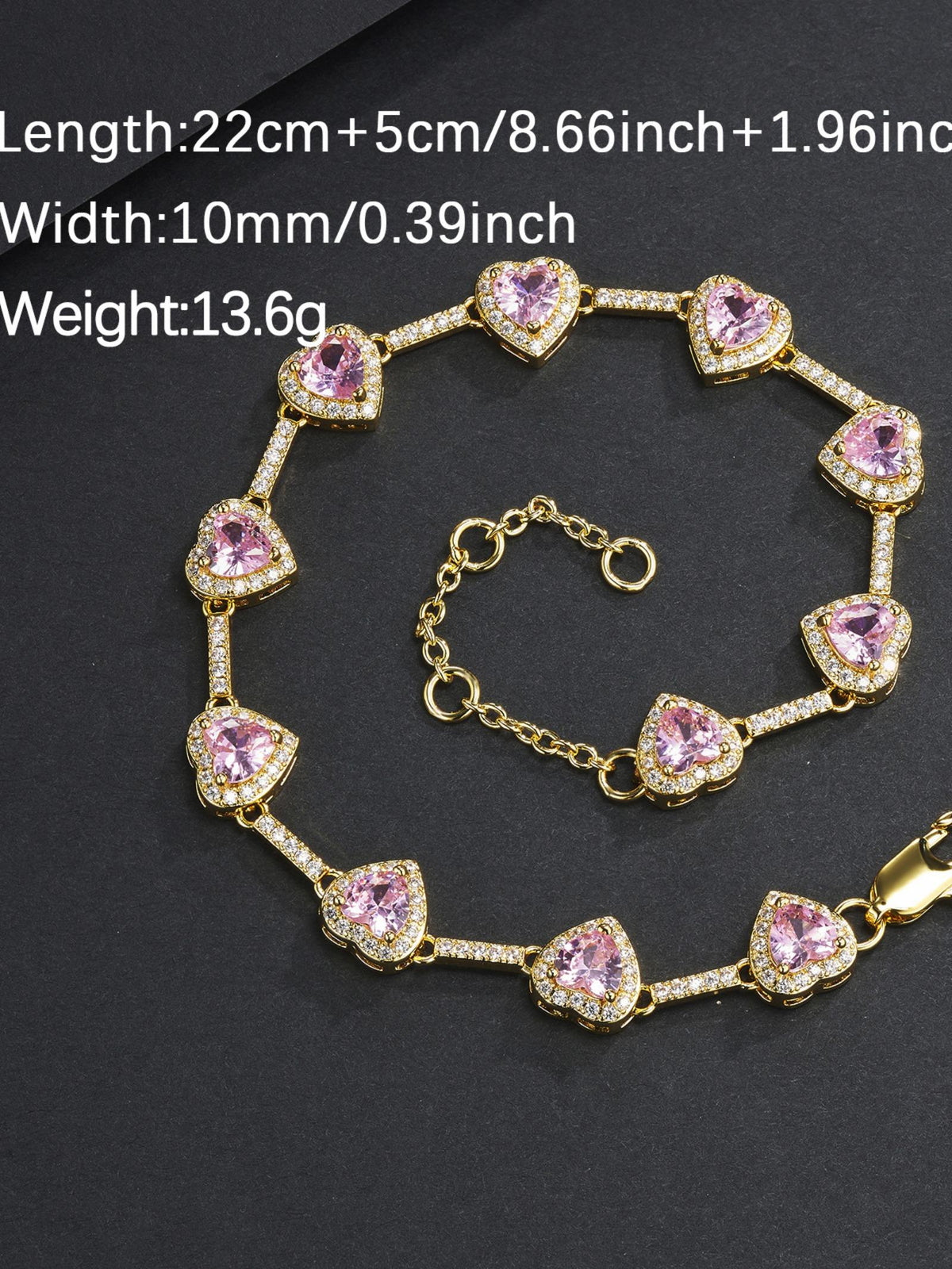 Pink Heart Charm Anklet Bracelet