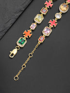 Enamel Cross Color CZ Statement Bracelet