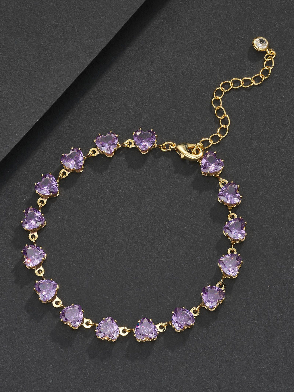 6mm Purple Heart CZ Statement Bracelet