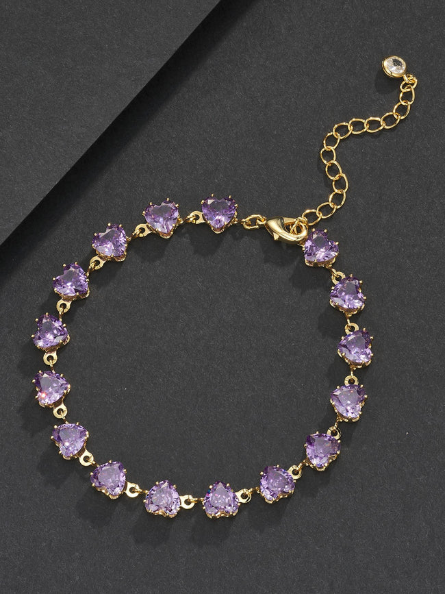 6mm Purple Heart CZ Statement Bracelet Hover Image