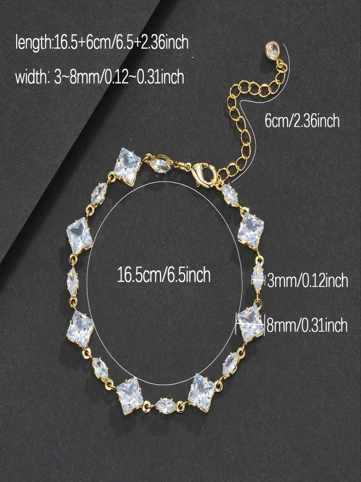 Adjustable Square Couple CZ Bracelet