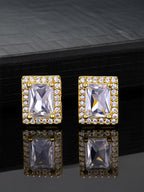 Iced Square CZ Stud Earrings