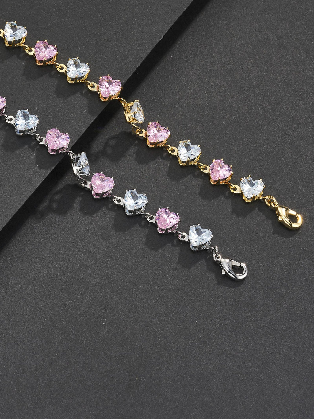 Pink Heart CZ Statement Bracelet
