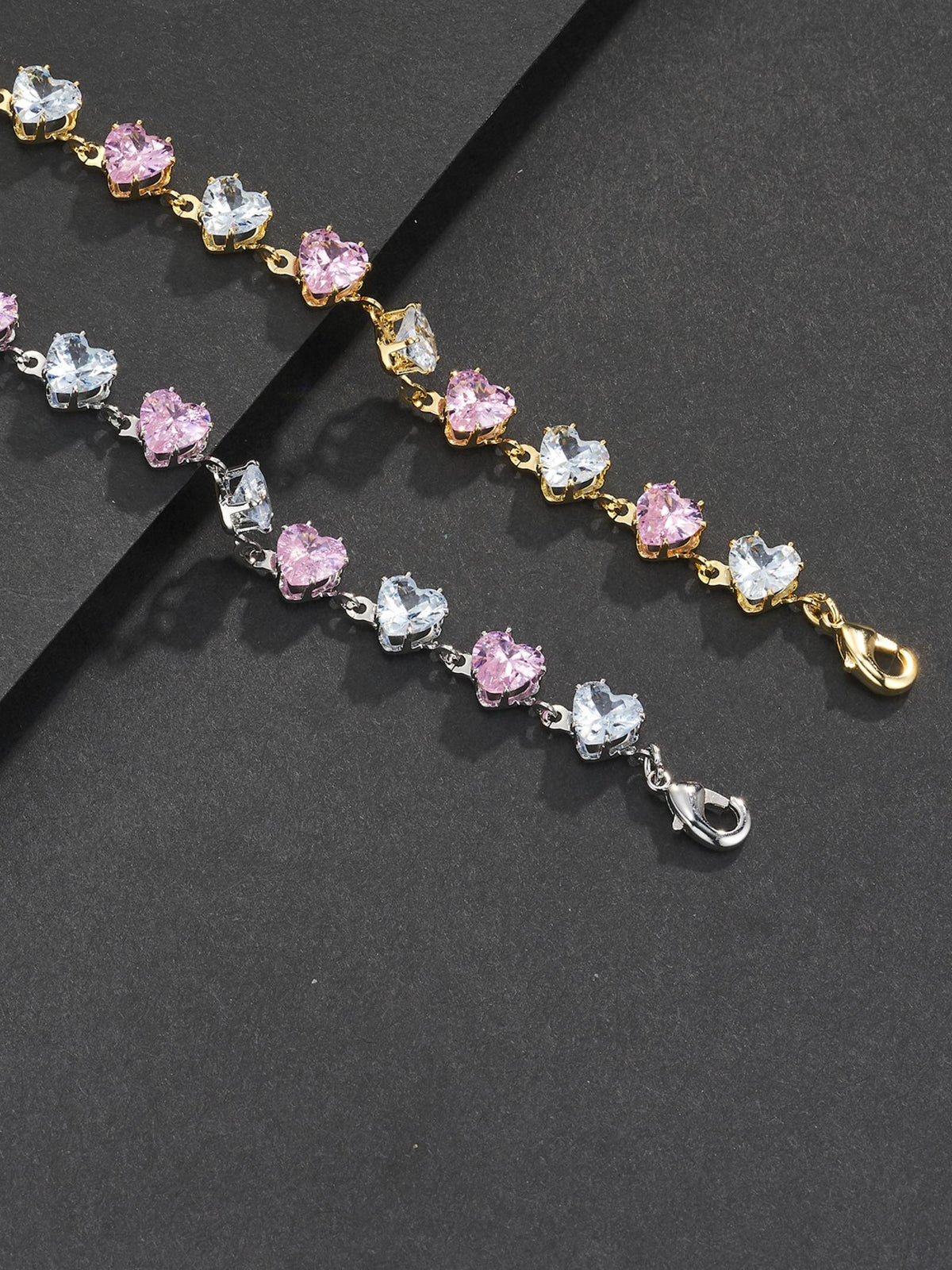 Pink Heart CZ Statement Bracelet