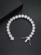 White CZ Heart Tennis Bracelet