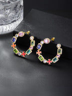 Colorful Enamel Cross Stud Earrings