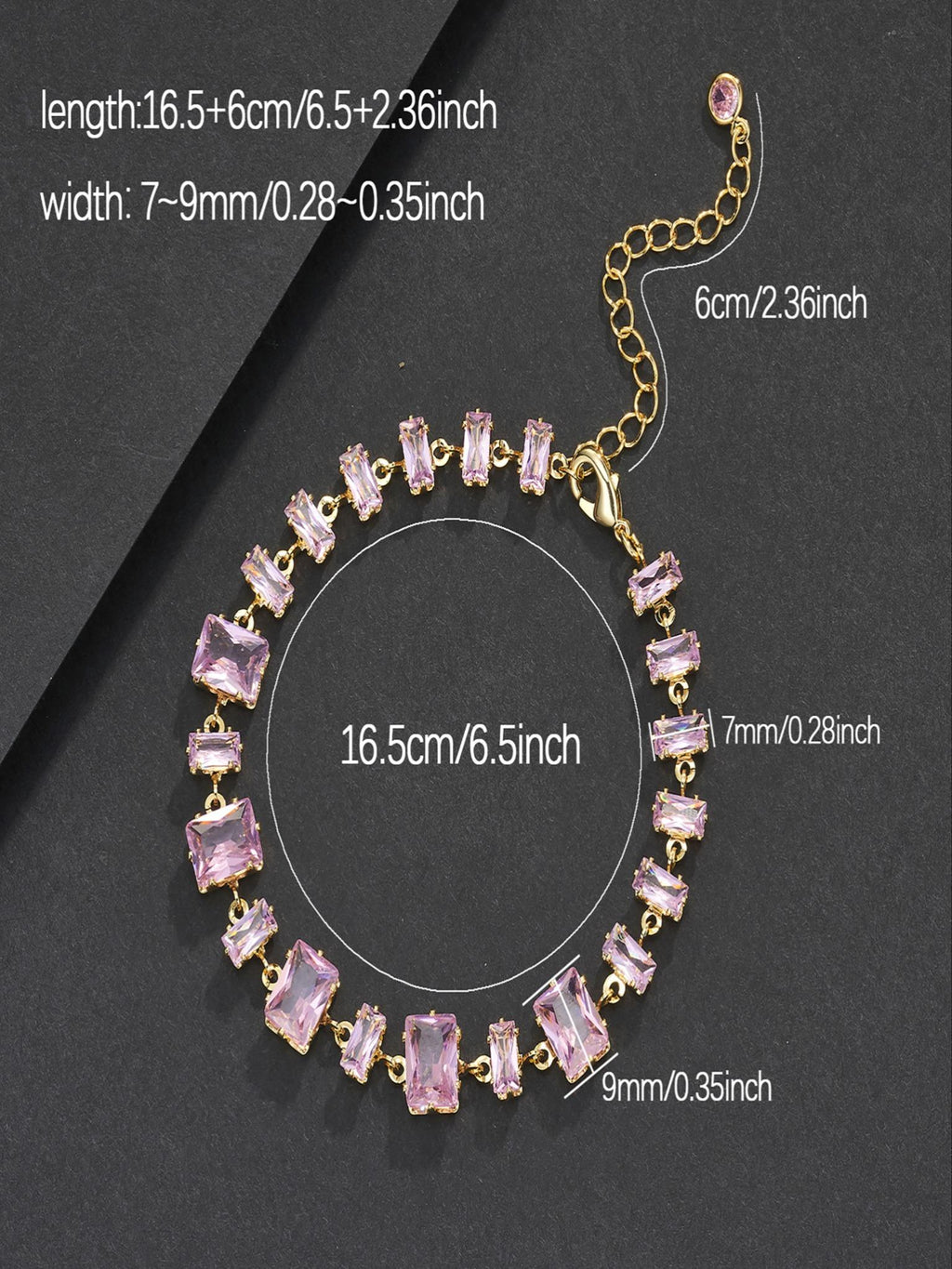 Pink Square Gemstone Bracelet