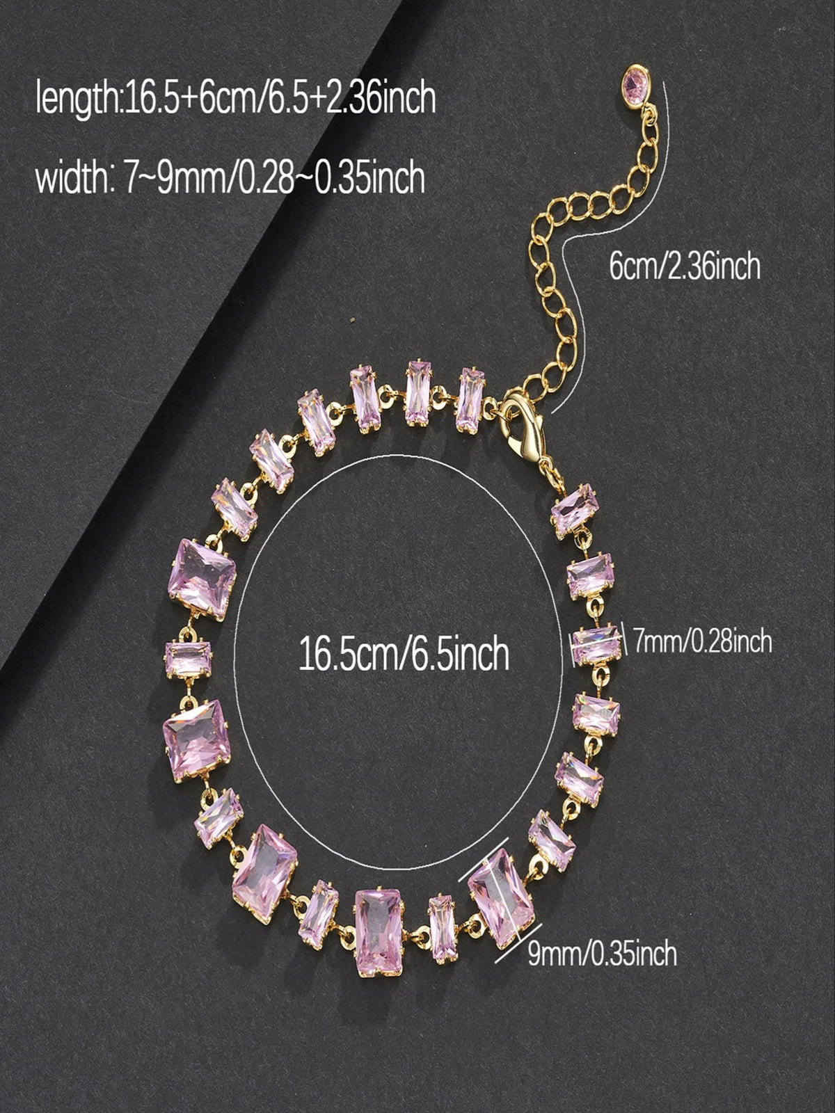 Pink Square Gemstone Bracelet