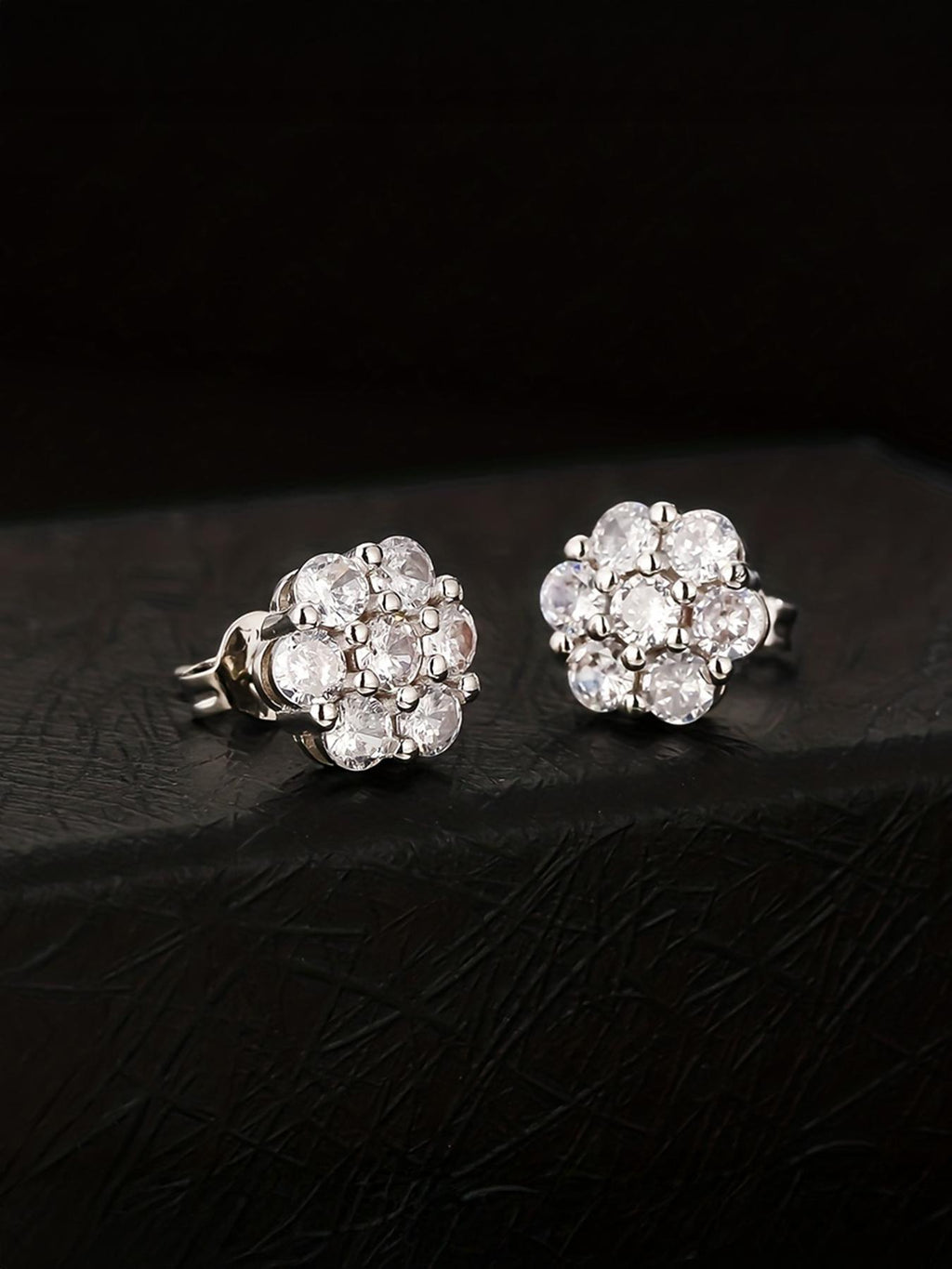 Iced Plum Blossom Stud Earrings