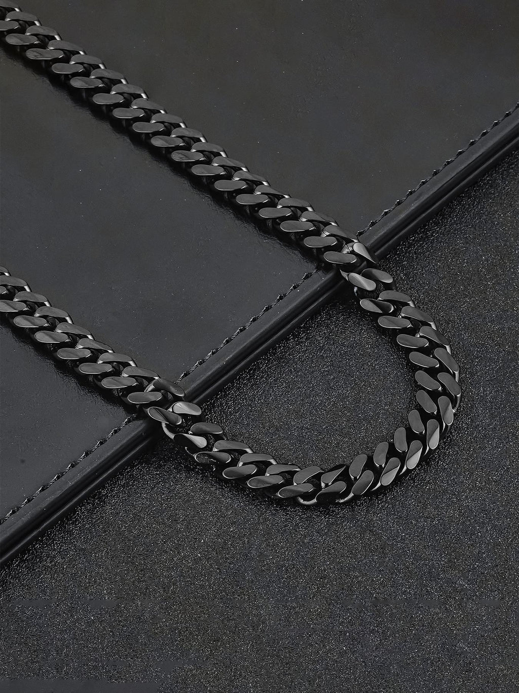 8MM Black Stainless Steel Cuban Link Necklace